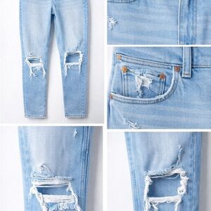 Abercrombie & Fitch The Mom Jeans High Rise Light Wash Distressed Size 28